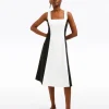 Genevieve Midi Dress in Black and White