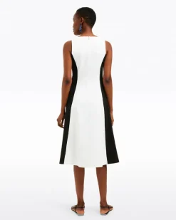 Genevieve Midi Dress in Black and White