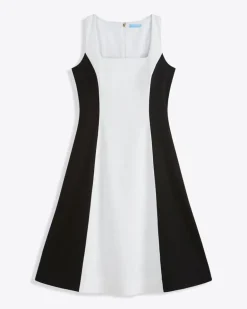 Genevieve Midi Dress in Black and White