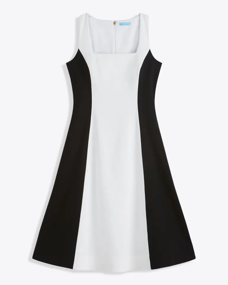 Genevieve Midi Dress in Black and White