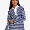 Gillian Long Sleeve Top in Navy Mariner Stripe
