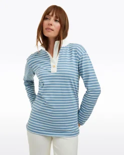 Gillian Long Sleeve Top in Blue Mariner Stripe
