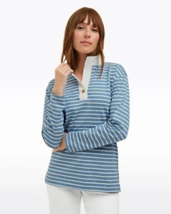 Gillian Long Sleeve Top in Blue Mariner Stripe