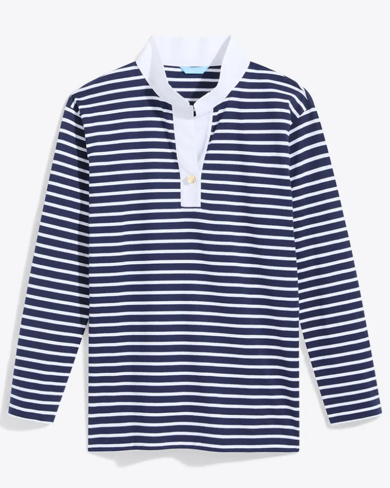 Gillian Long Sleeve Top in Navy Mariner Stripe