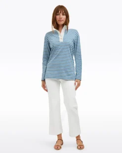 Gillian Long Sleeve Top in Blue Mariner Stripe