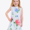 Girls Shift Dress in Printed Eyelet