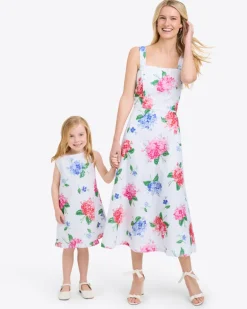 Girls Shift Dress in Printed Eyelet