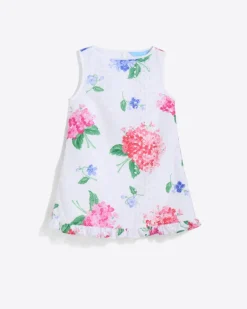 Girls Shift Dress in Printed Eyelet