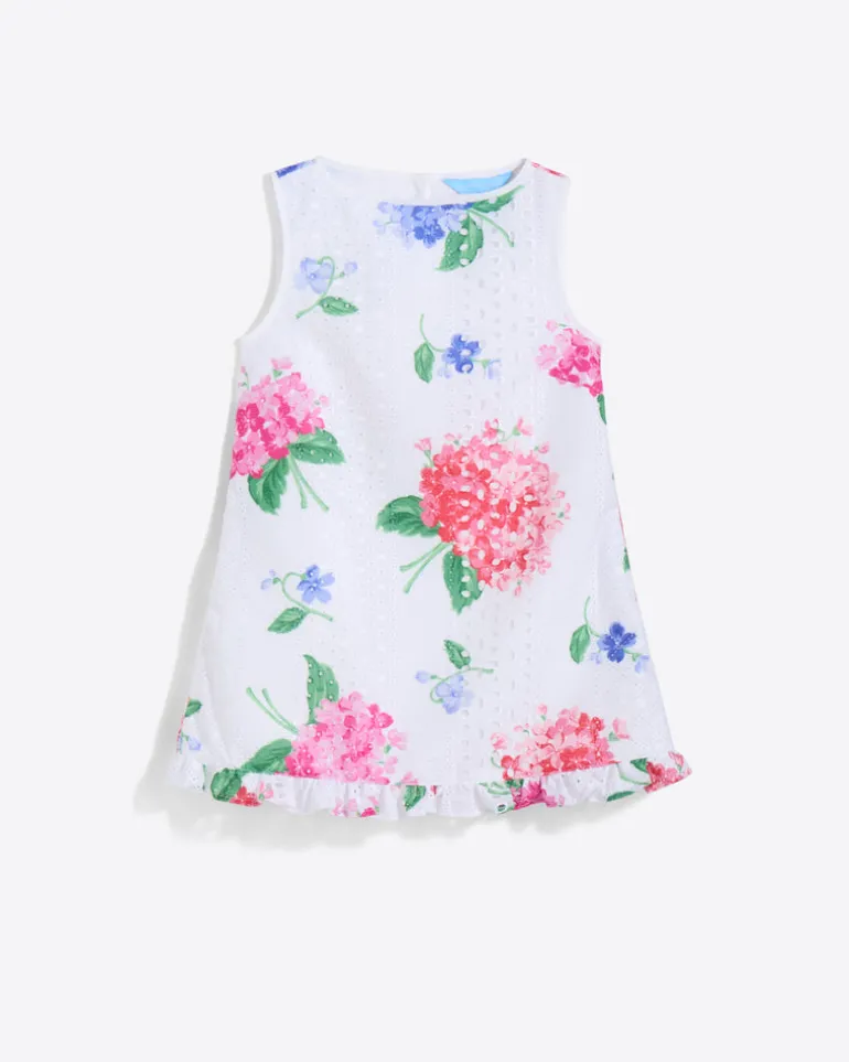Girls Shift Dress in Printed Eyelet