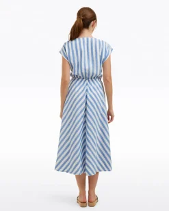 Haven Short Sleeve Midi Shirtdress in Wave Stripe