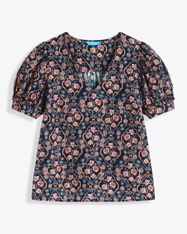 Heidi V-Neck Top in Twilight Vines