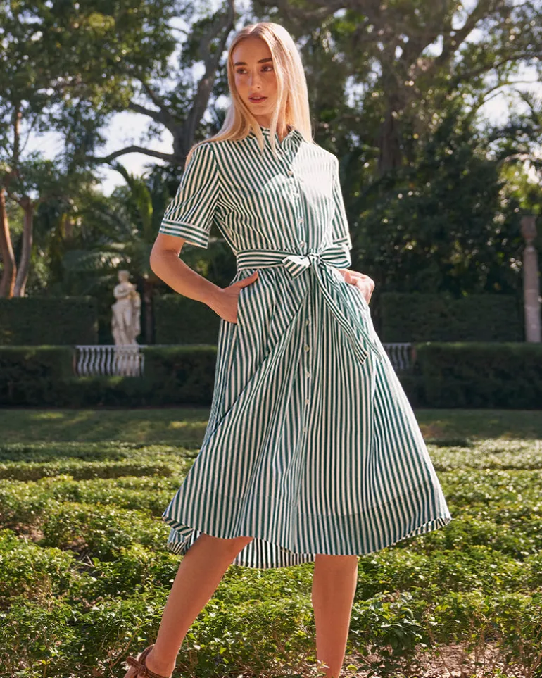 Jordan Green Stripe Midi Dress