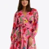 Jordan Long-Sleeve Wrap Dress in Lurex Stripe
