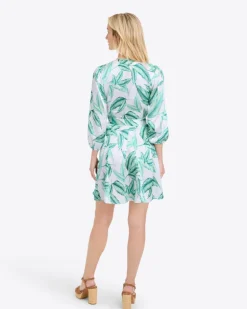 Jordan Long-Sleeve Wrap Dress in Hammered Satin