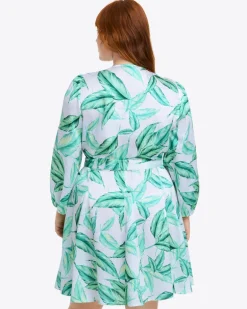 Jordan Long-Sleeve Wrap Dress in Hammered Satin
