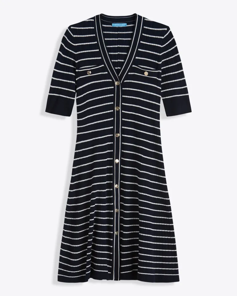 Judy Striped Knit Dress in Navy Stripe