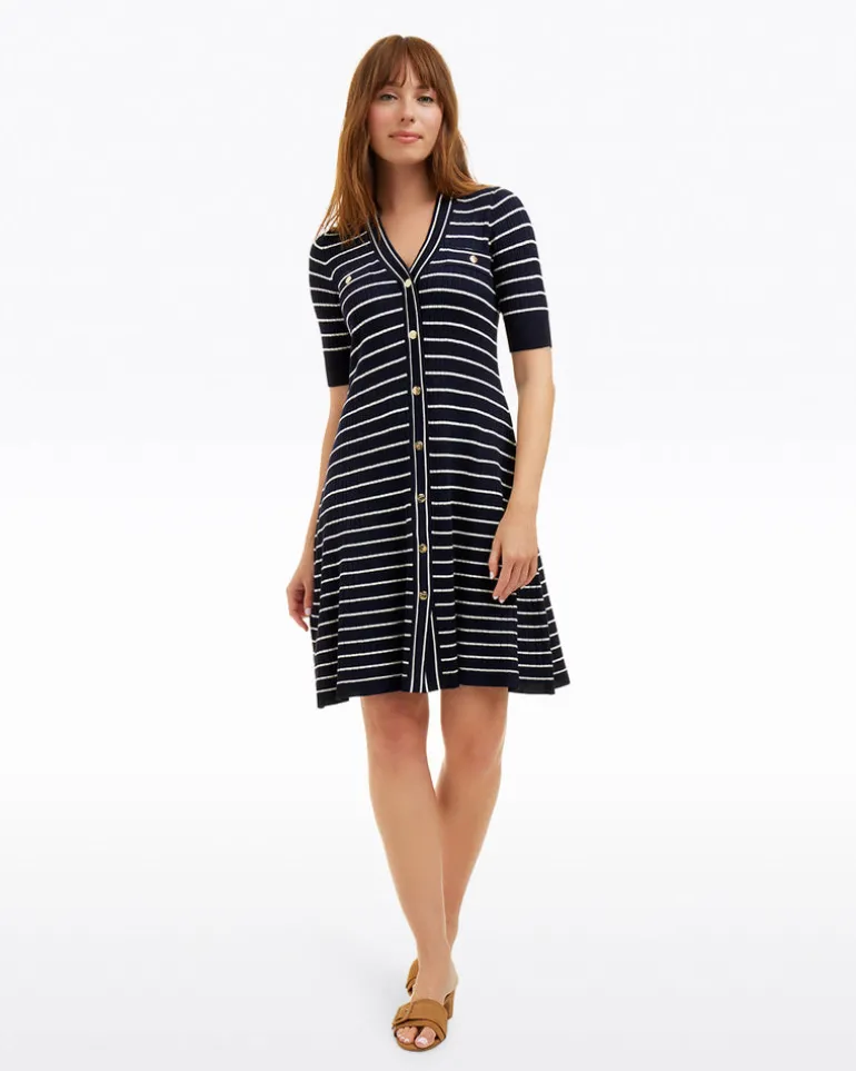 Judy Striped Knit Dress in Navy Stripe