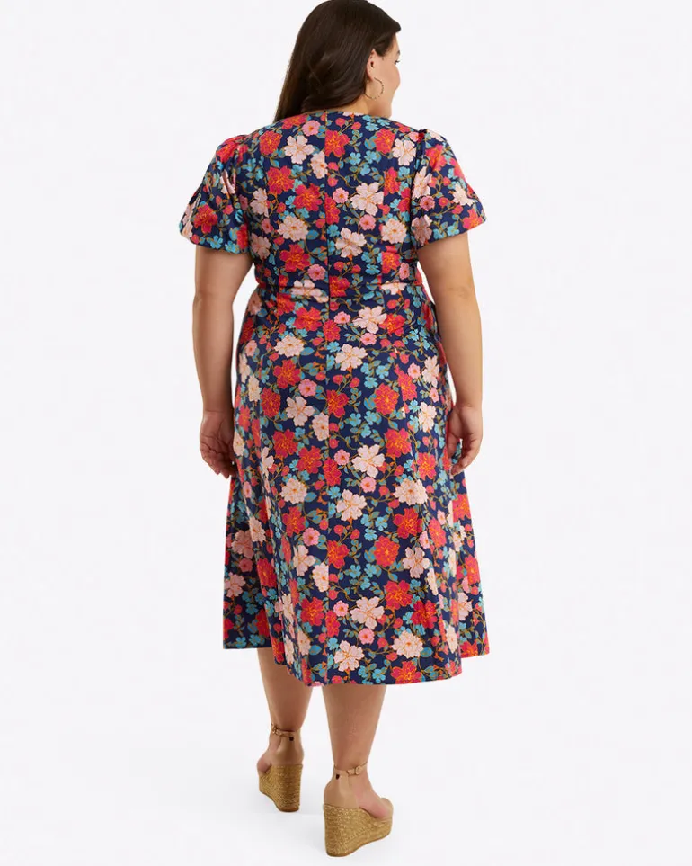 Julianne Midi Dress in Stretch Poplin