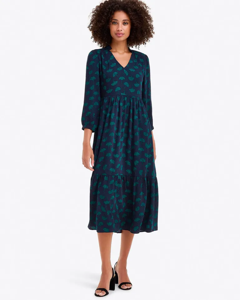 Katie Midi Dress in Ginko Leaf