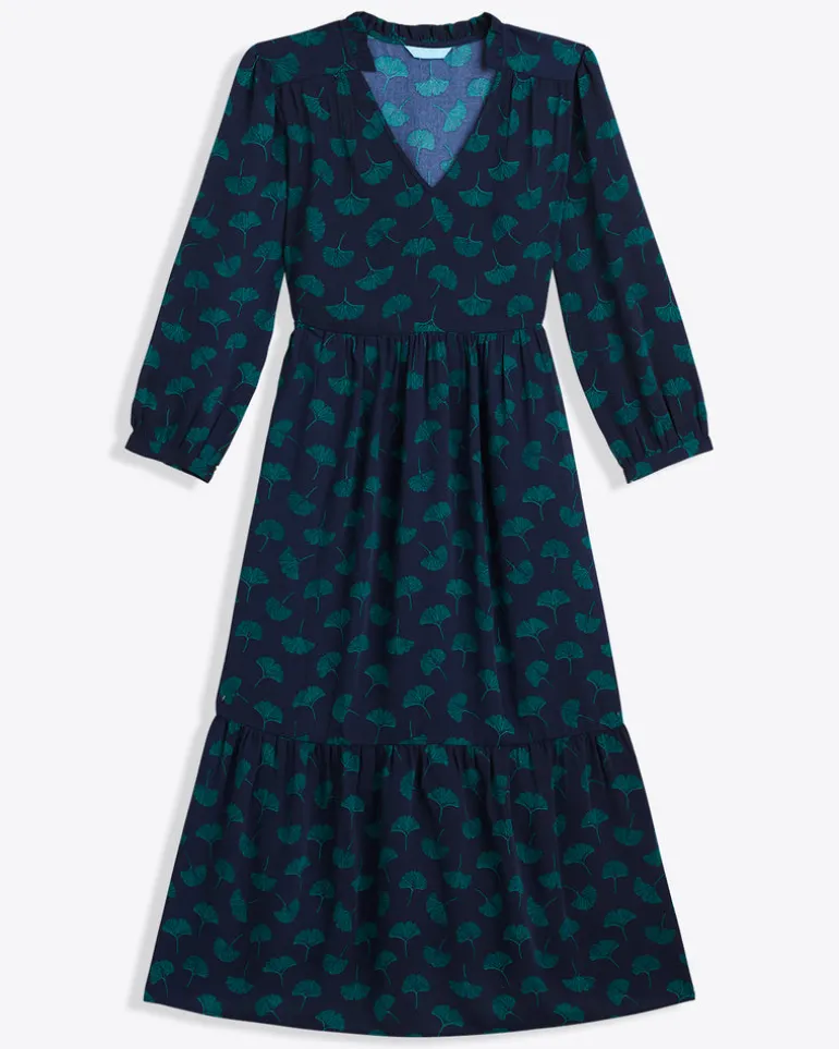 Katie Midi Dress in Ginko Leaf