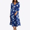 Katie Midi Dress in Printed Dot Jacquard