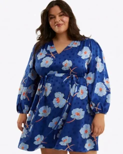 Kellie Babydoll Dress in Printed Dot Jacquard
