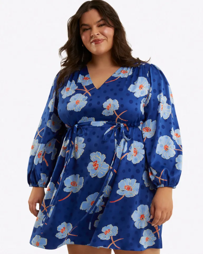 Kellie Babydoll Dress in Printed Dot Jacquard