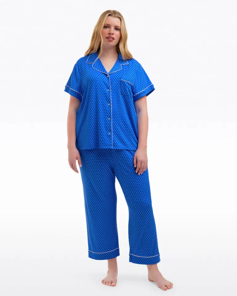 Linda Pajama Set in Blue Polka Dot