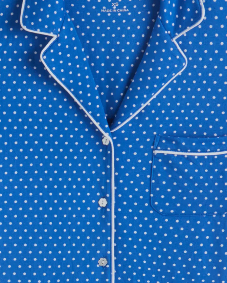 Linda Pajama Set in Blue Polka Dot