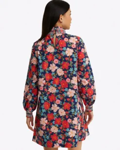 Lindsay Shift Mini Dress in Stretch Poplin