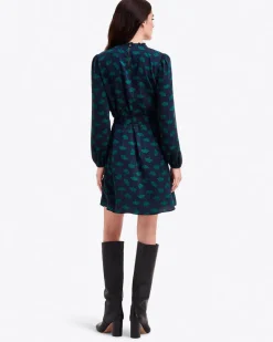 Long Sleeve Belted Dress in Ginko Leaf