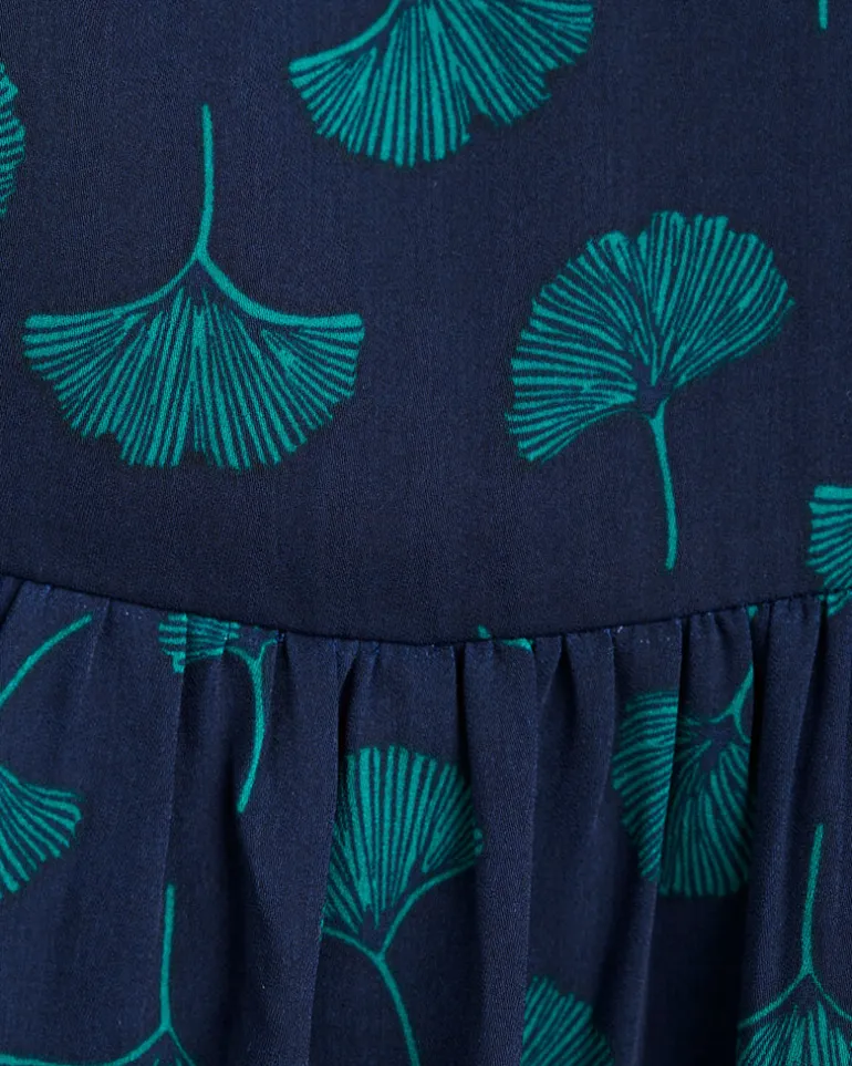 Long Sleeve Belted Dress in Ginko Leaf