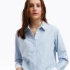 Long-Sleeve Cropped Button Down in Oxford Shirting