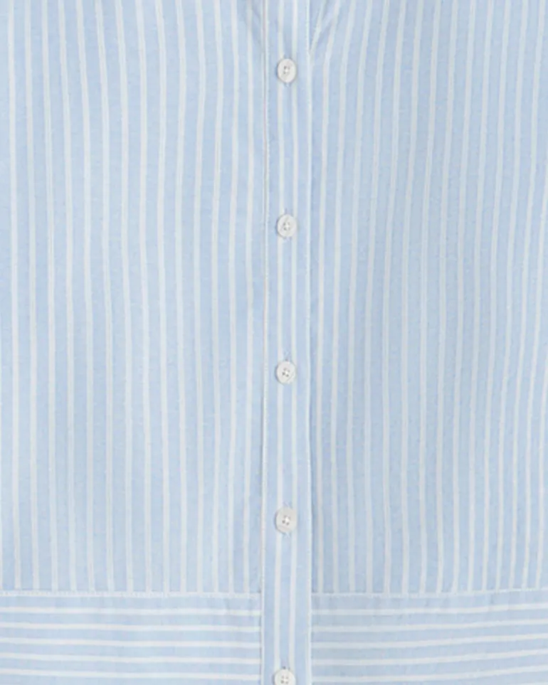 Long-Sleeve Cropped Button Down in Oxford Shirting