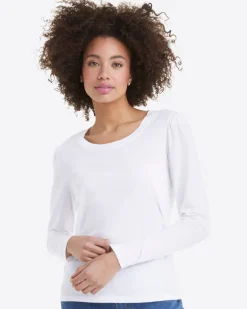 Long-Sleeve Easy Knit Top in White