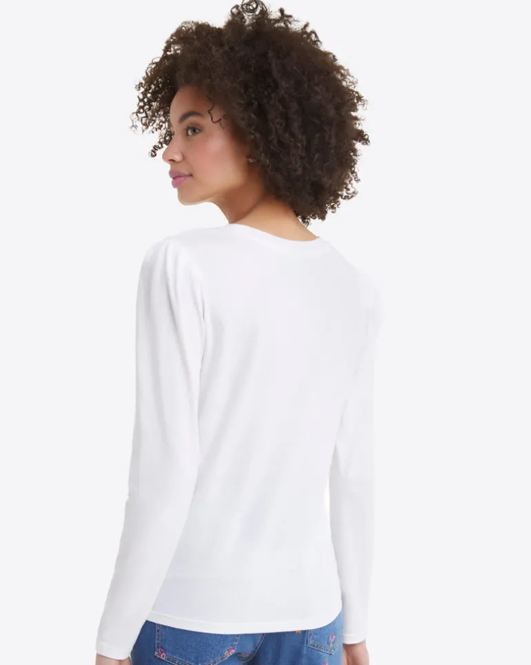 Long-Sleeve Easy Knit Top in White