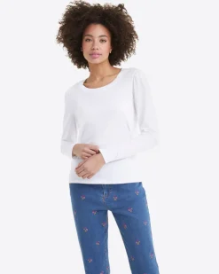 Long-Sleeve Easy Knit Top in White