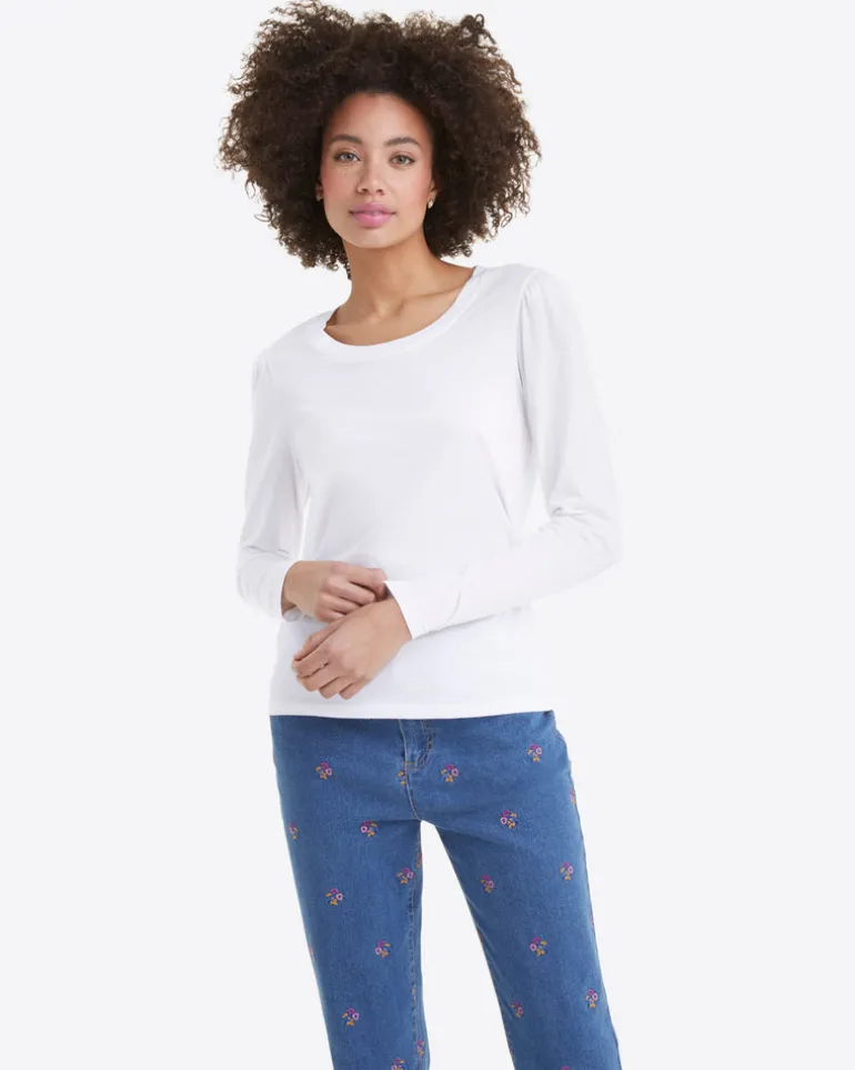 Long-Sleeve Easy Knit Top in White