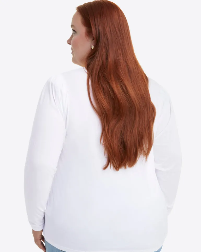 Long-Sleeve Easy Knit Top in White
