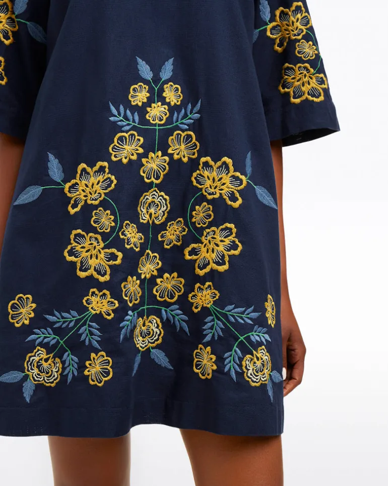 Mallory Embroidered Bell Sleeve Mini Dress
