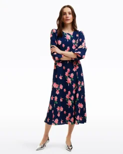 Matilda Crewneck Midi Dress in Magnolia Buds
