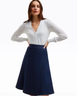 Midi Skirt in Dark Wash Denim