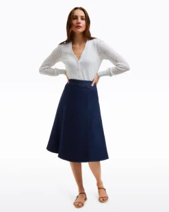 Midi Skirt in Dark Wash Denim