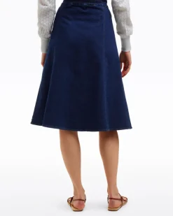 Midi Skirt in Dark Wash Denim
