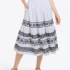 Midi Skirt in Embroidered Cotton