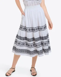 Midi Skirt in Embroidered Cotton