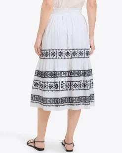 Midi Skirt in Embroidered Cotton