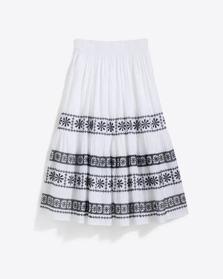 Midi Skirt in Embroidered Cotton