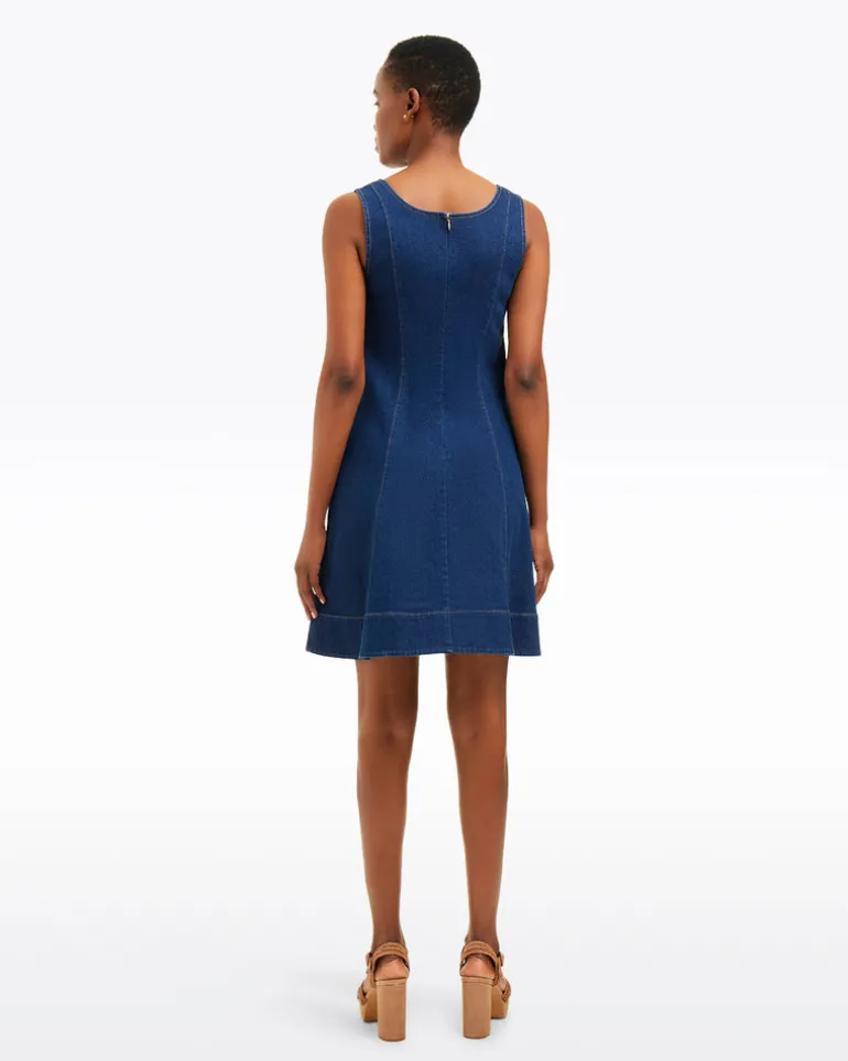 Millie Scoop Neck Mini Dress in Denim