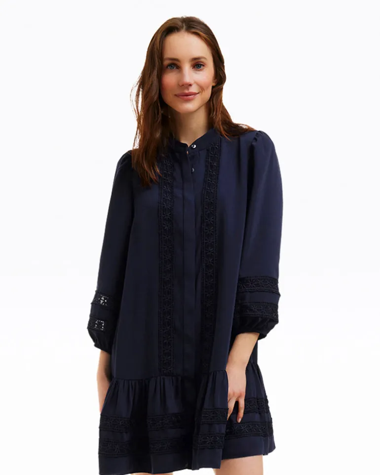 Molly Mini Dress in Embroidered Stripe